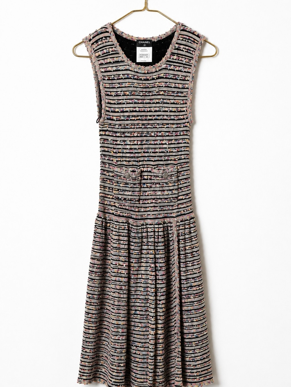 CHANEL Karl Lagerfeld 2011 Multicolor Knit Dress Size 40